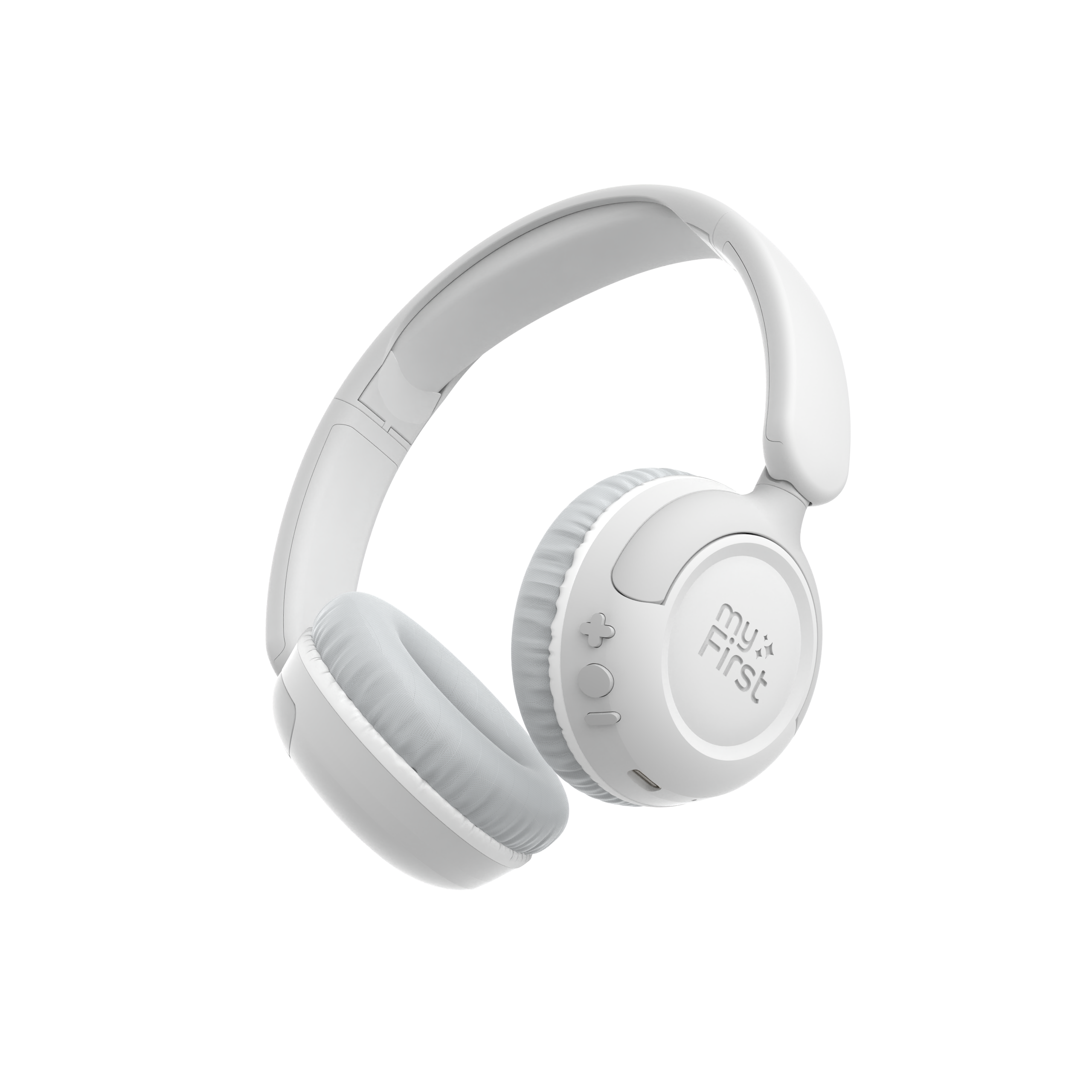 White and gray headphones against a white background