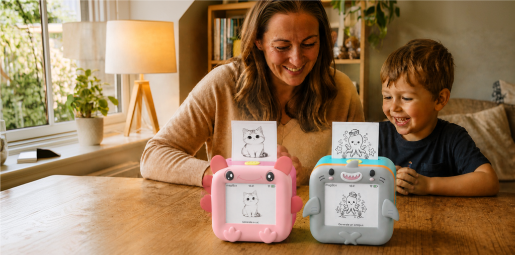 A family using the myfirst magiBox